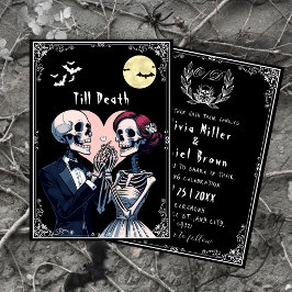 Till döden" Halloween Gothic Skeleton Bröllop Inbjudningar