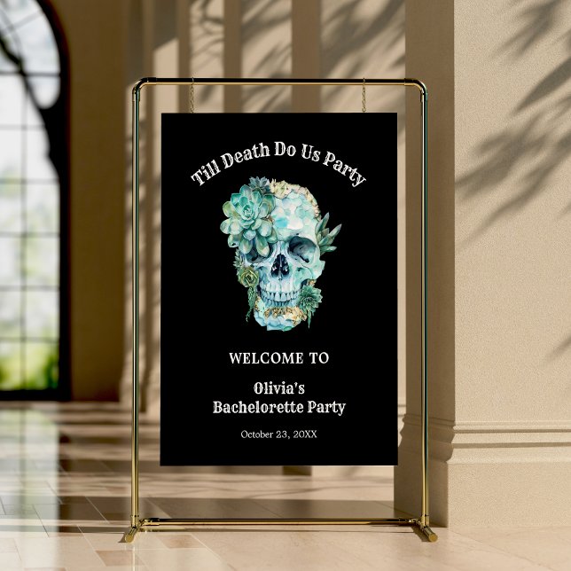 Till Döden hälsar vi del Bachelorette Party välkom Poster (Till Death Do Us Part Halloween Bachelorette Party Welcome Sign  )