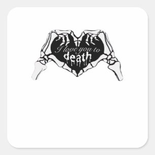 Till döden - Skeleton Hand Heart Fyrkantigt Klistermärke