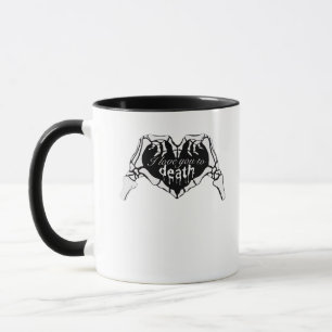Till döden - Skeleton Hand Heart Mugg
