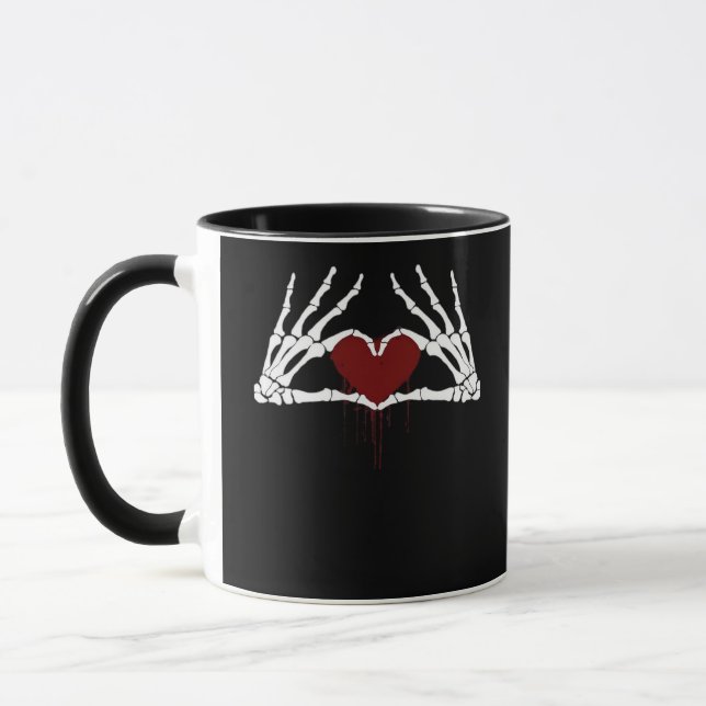 Till döden - Skeleton Heart Händer Mugg (Vänster)