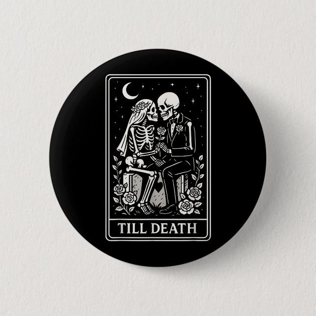 Till döden skelettpar Tarot gotiskt bröllop Knapp (Framsida)