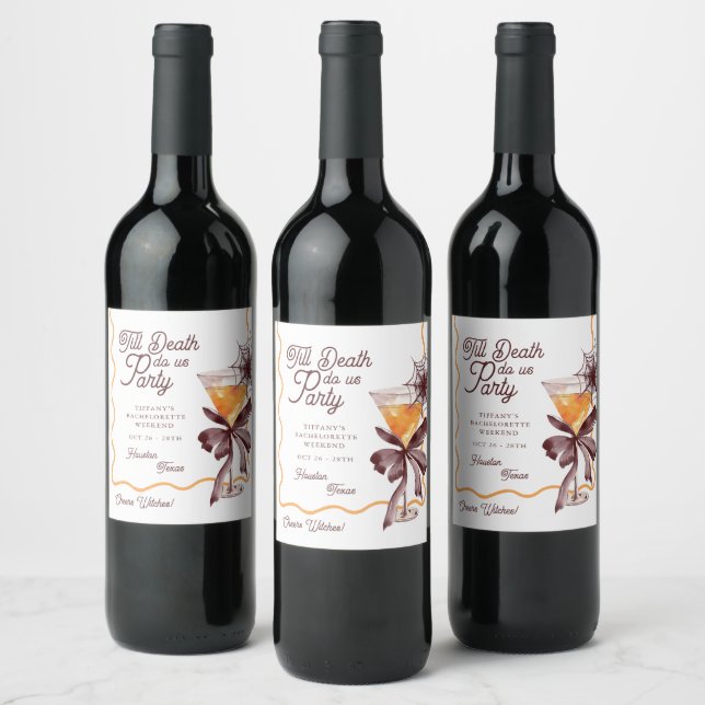 Till Döden skiljer oss Cocktail Halloween Spenings Vinflaska Etikett (Flaskor)