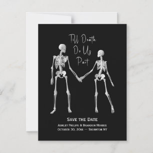 Till döden Spara datumet för vår del Skeleton Blac Magnetisk Inbjudningskort