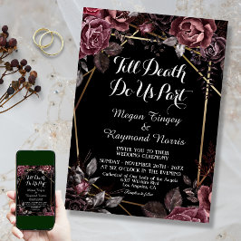 Till döden | Svart gotisk Mörk Blommigt Elegant fa Inbjudningar
