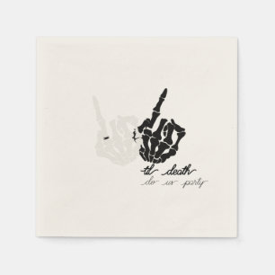 Till döden svart och vit bröllop-cocktail-napkin pappersservett