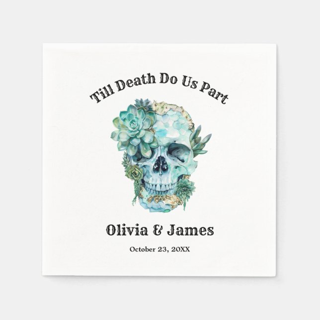 Till Döds do oss Part Gothic Halloween Bröllop Pappersservett (Framsidan)
