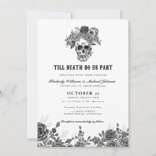 Till Döds do oss Part Skull Bröllop Inbjudningar