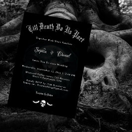 Till Döds do oss Part Skull Fladdermus Gothic Bröl Inbjudningar