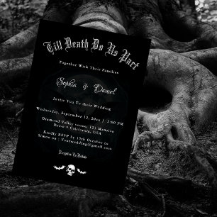 Till Döds do oss Part Skull Fladdermus Gothic Bröl Inbjudningar