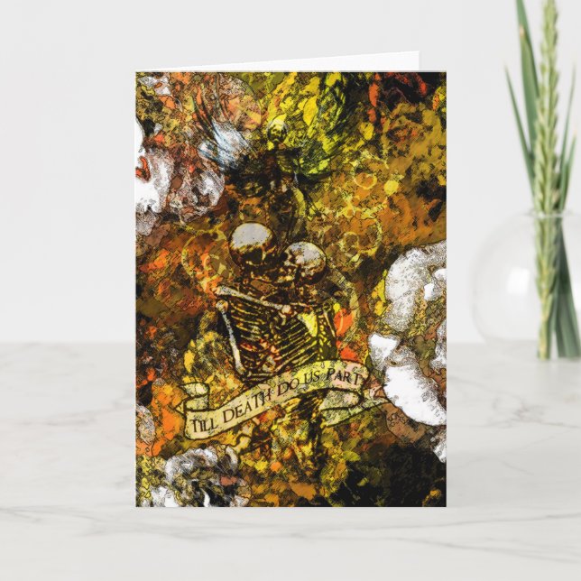 Till döds kort i guld med diktexcerpt inuti (Framsida)