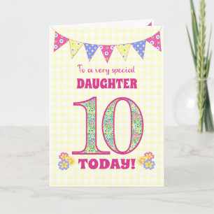 Till dotter 10: Primär födelsedagsbuntkort Kort