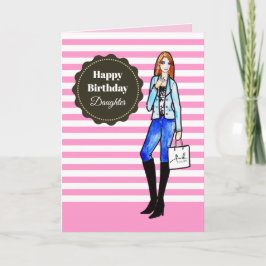 Till dotter på Birthday Girl med Denim Jacka Kort