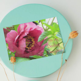 Till dotter Röd Peony Blommig Mors Dag Kort