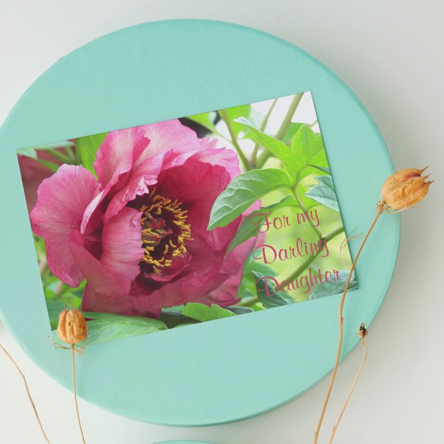 Till dotter Röd Peony Blommig Mors Dag Kort (In Situ)