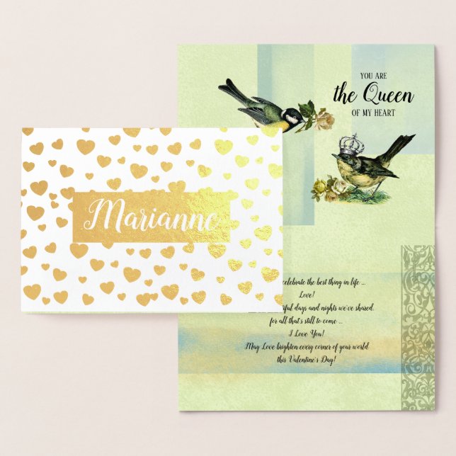 Till drottningen av mitt hjärta. Alla hjärtans dag Folierat Kort (Display)