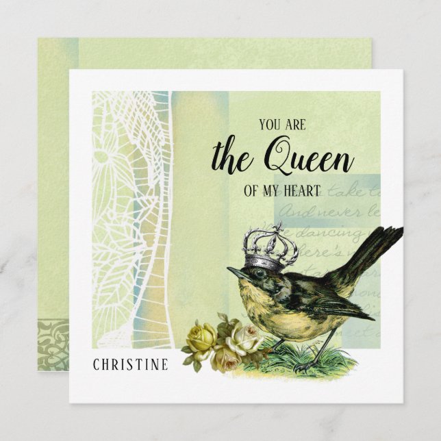 Till drottningen av mitt hjärta. Alla hjärtans dag Inbjudningar (Fram/baksida)