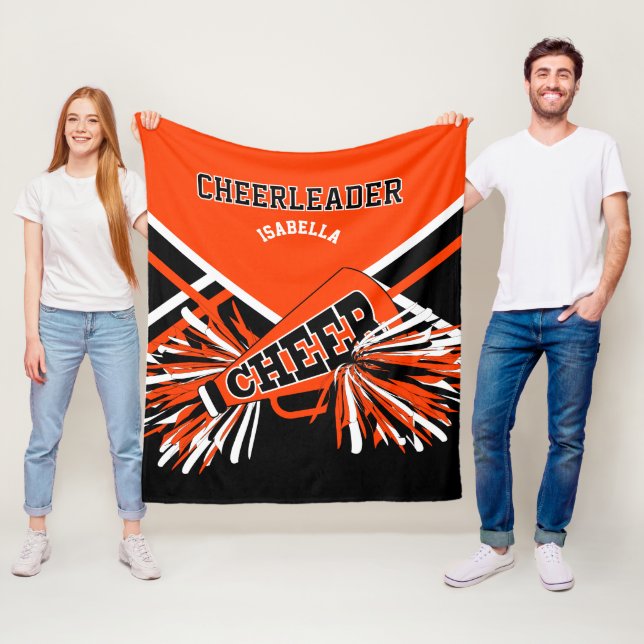 Till en Cheerleader 📣 - Orange, Svart & Vit Fleecefilt (På plats)