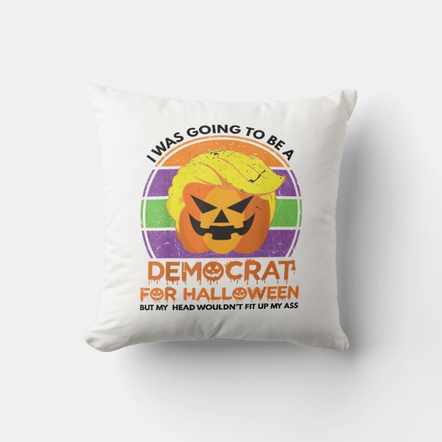 Till en demokrat för Halloween Funny Trumpkin Kudde (Framsida)