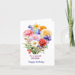 Till en Speciell syster Rosa Gul ros födelsedag Helgkort