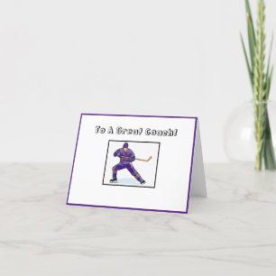 Till en Underbar hockey Coach Tack Kort