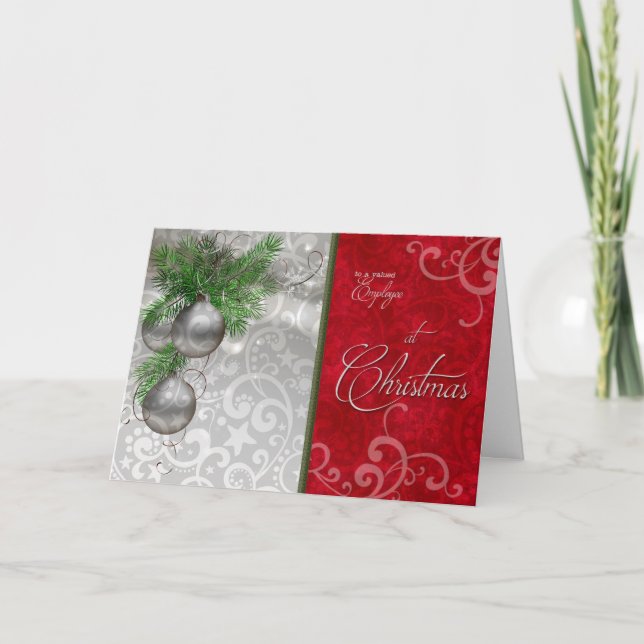 Till en värdefull anställd vid jul Red och Silver Helgkort (Framsida)