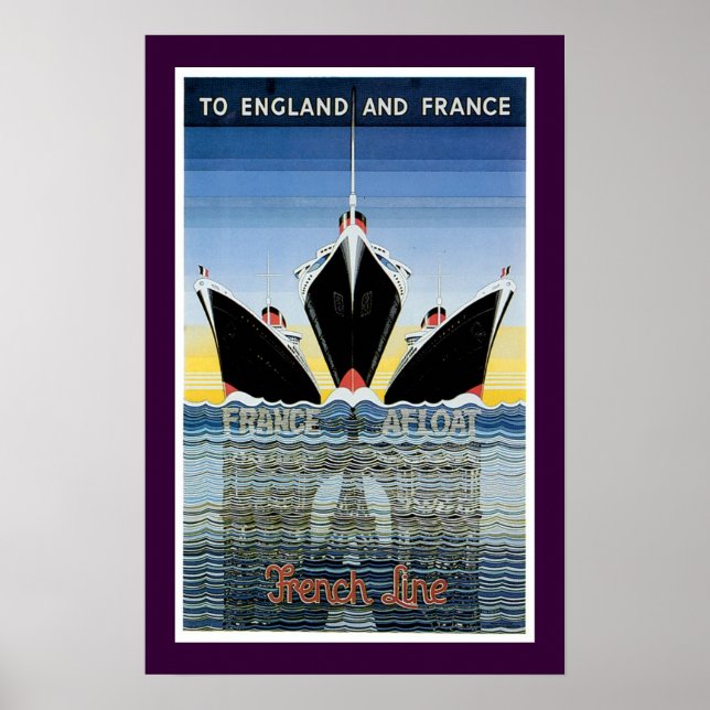 Till England och Frankrike - Fransk Line Poster (Framsidan)