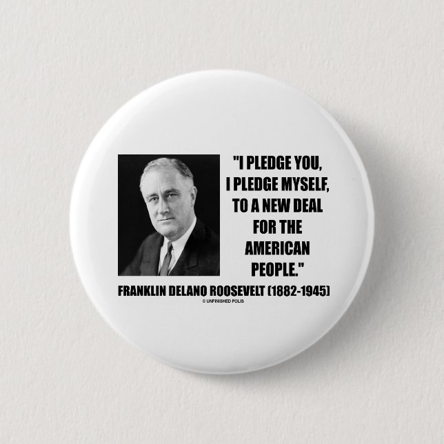 Till ett nytt avtal för amerikanfolket (Roosevelt) Knapp (Framsida)