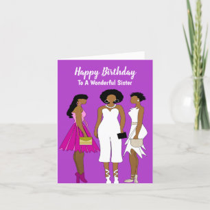 Till ett underbart syster Afro American Birthday C Tack Kort