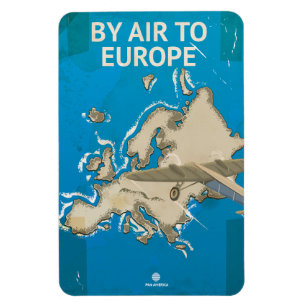 Till Europa med flyg Vintage-resaffisch Magnet