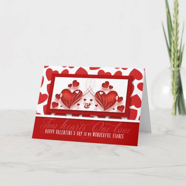 till Fiance Valentines Day Romantic Red Hearts Helgkort (Framsida)
