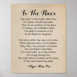 Till floden Dikt av Edgar Allan Poe Vintage Poster