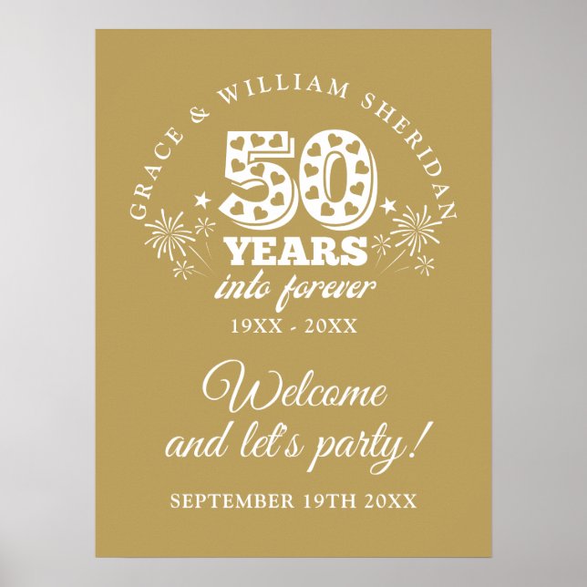 Till Forever Guld 50-årsdag Välkomstskylt Poster (Framsidan)
