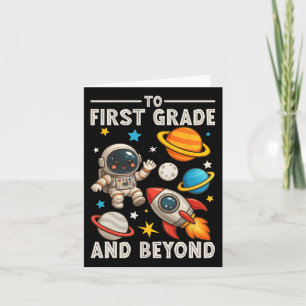 Till Första Klass Och Bortom Astronaut Rolig Tillb Kort