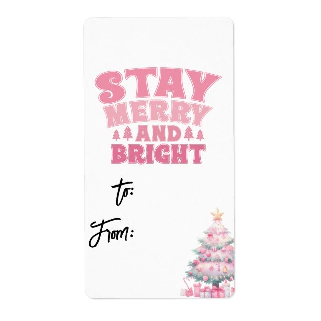 Till/från etikett Rosa Kute julklapp etikett Fraktsedel (Framsidan)