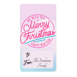 Till/från-etikett Vi önskar dig en God jul Rosa Fraktsedel