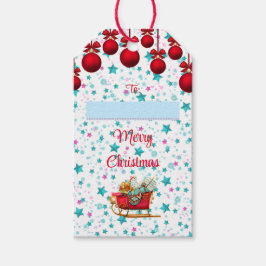Till Från God Jul Tomte Sleigh och Stjärnor Presentetikett