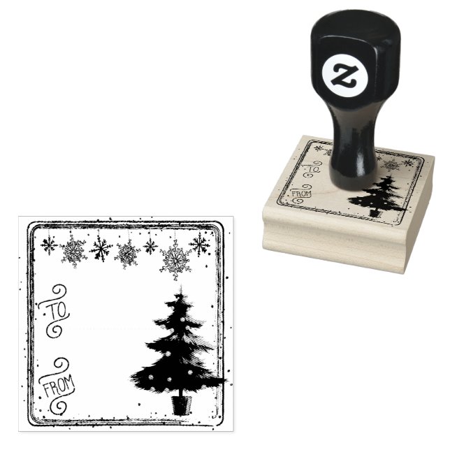 Till Från Julgranspresent Förvaringsetikett Stamp Stämpel (Stämplad)