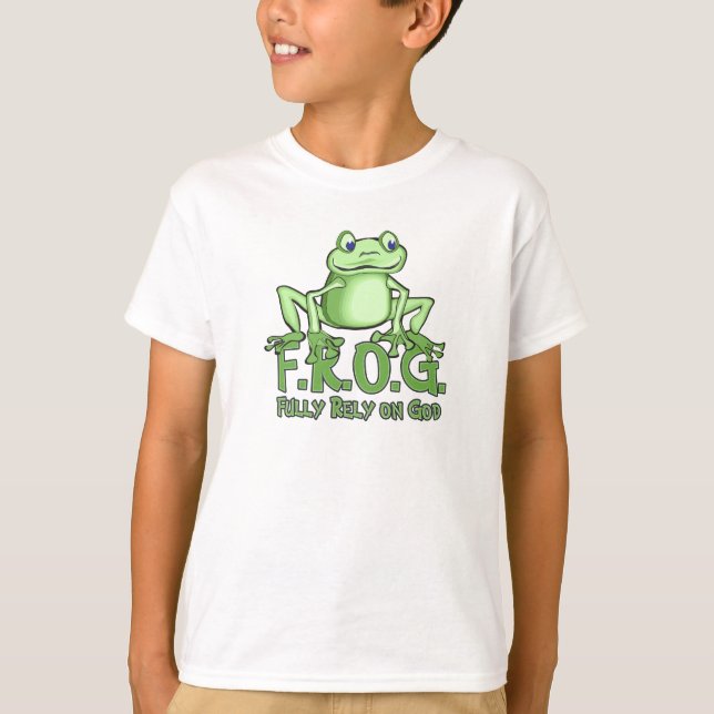 Till fullo lita på Gud Frog Tees Tee Shirt (Framsida)