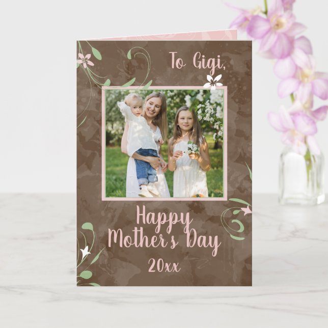 Till Gigi Vår Sprouts Grandma Mors dag Photo Kort (Orkide)