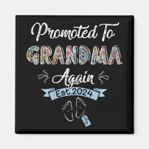 Till Grandma igen Est 2024 Gravid-meddelande Magnet