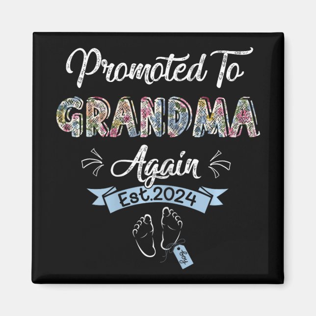 Till Grandma igen Est 2024 Gravid-meddelande Magnet (Framsidan)