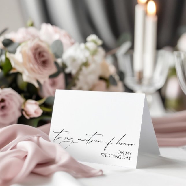 "Till hedersmatchning på mitt Bröllop"-meddelandek Tack Kort (To Matron of Honor On My Wedding" Message Card)