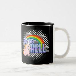 TILL HELVETET GÅR regnbågeunicornmuggen Två-Tonad Mugg