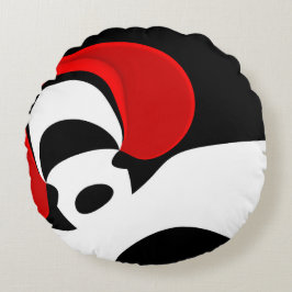 Till herr Redd: Abstrakt svart, vitt och rött Rund Kudde