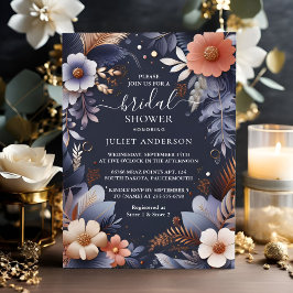 Till Hydrangea Metallic Pure Navy Blue Möhippa Inbjudningar