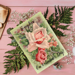 Till Kärlek på Valentindagen Blommigt Victorian Helgkort