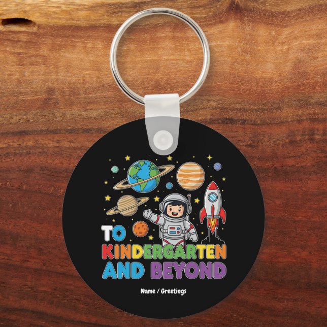 Till Kindergarten och bortom Astronaut Funny Kids Nyckelring (Framsida)