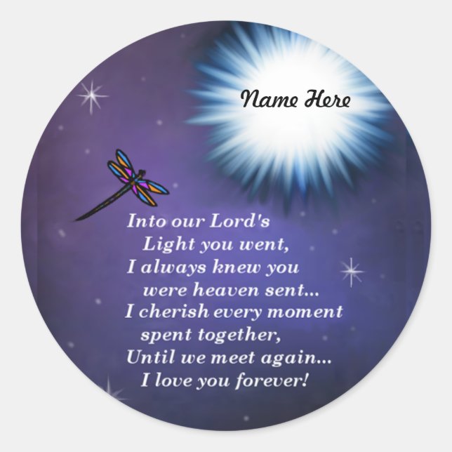 Till Light Dragonfly Runt Klistermärke (Framsida)