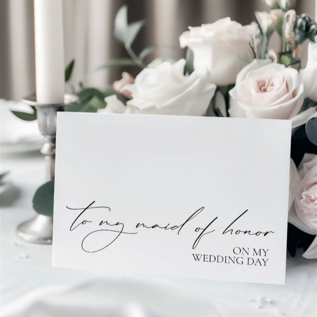 "Till Maid of honor på min Bröllopsdag"-meddelande ("To Maid Of Honor On My Wedding Day" Message Card)